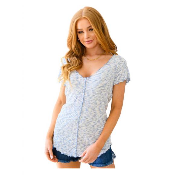 NEW CULTURE CODE count me in cap sleeve top in blue - Picture 3 of 3